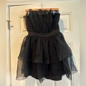 Blue Blush Strapless Black Tulle Dress-Super cute!